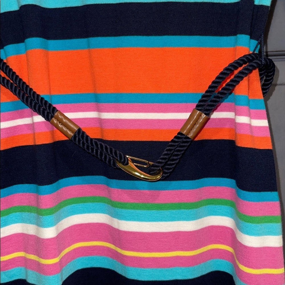 Lauren Ralph Lauren  Multicolor Striped Midi Sleeve Dress Size XS with belt - Picture 5 of 8